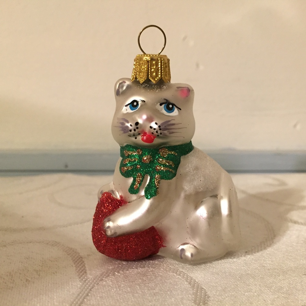 Impuls Mouth-Blown Glass Cat Ornament Poland